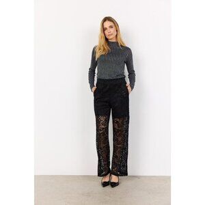 NWT SOYA CONCEPT ALGEA Black Lace Overlay Trousers
